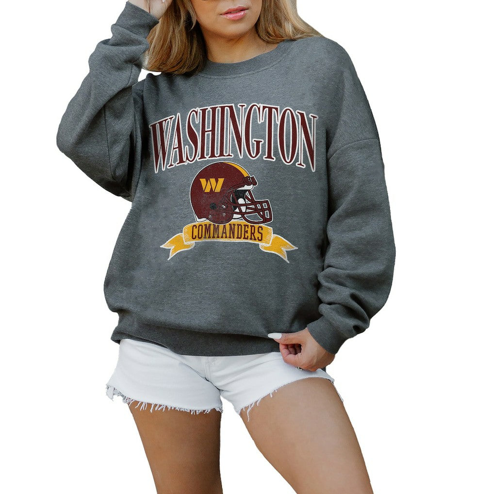 NFL Washington Commanders Gameday Couture Women's Oversized Seal The Deal Premium Fleece Drop Shoulder Pullover Sweatshirt