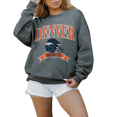 NFL Denver Broncos Gameday Couture Women's Oversized Seal The Deal Premium Fleece Drop Shoulder Pullover Sweatshirt