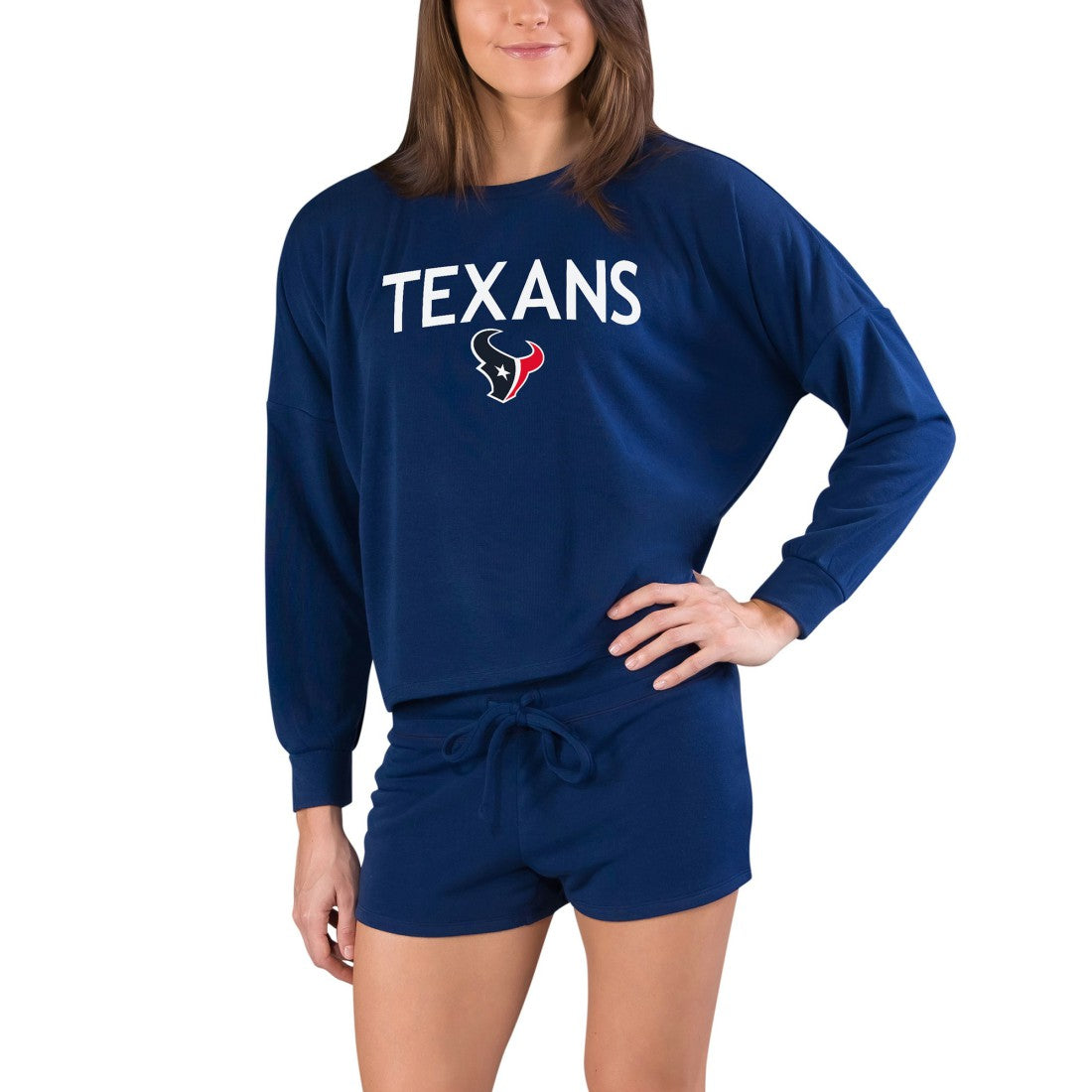 NFL Houston Texans Concepts Sport Women's Gather Long Sleeve Top & Shorts Set