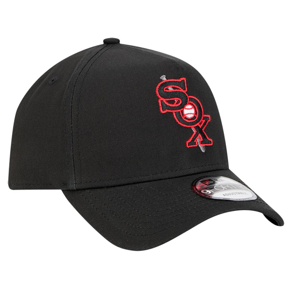 Chicago White Sox Tonal Pop 9FORTY A-Frame Adjustable Hat - Black | New Era