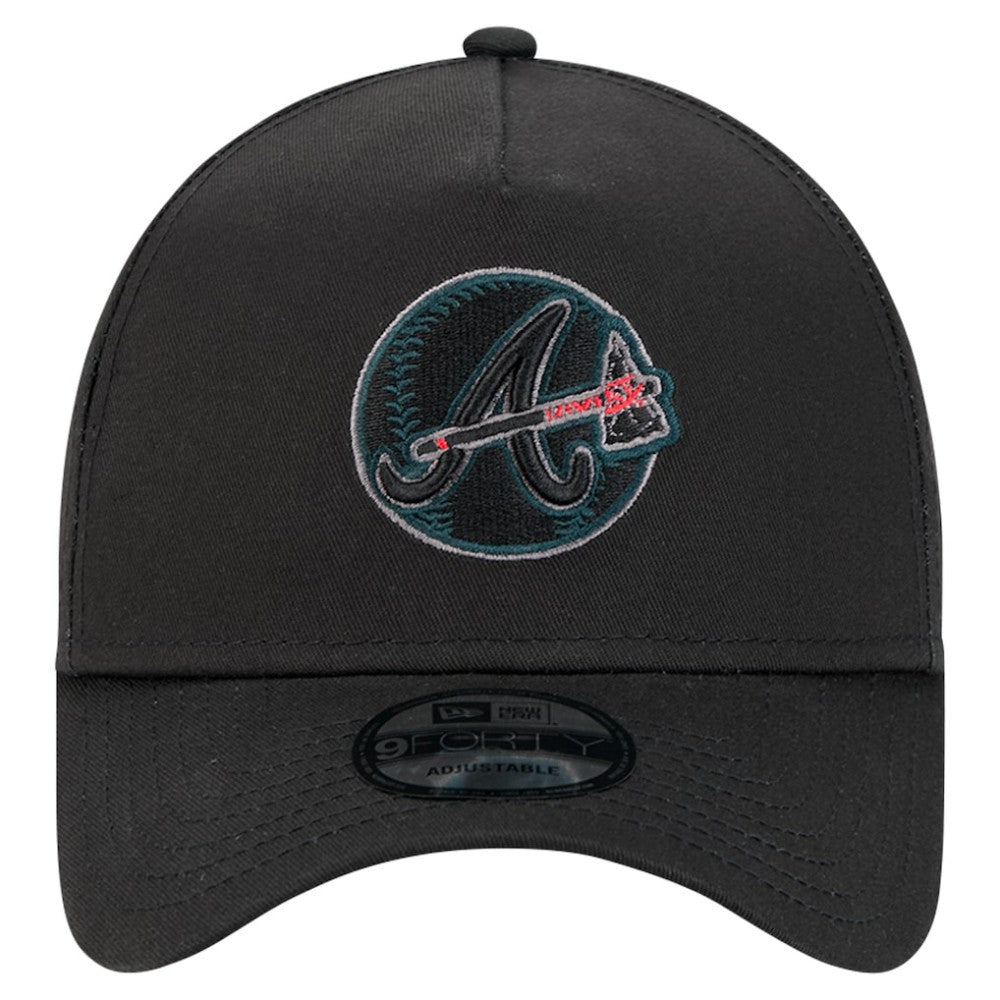 Atlanta Braves Tonal Pop 9FORTY A-Frame Adjustable Hat - Black | New Era