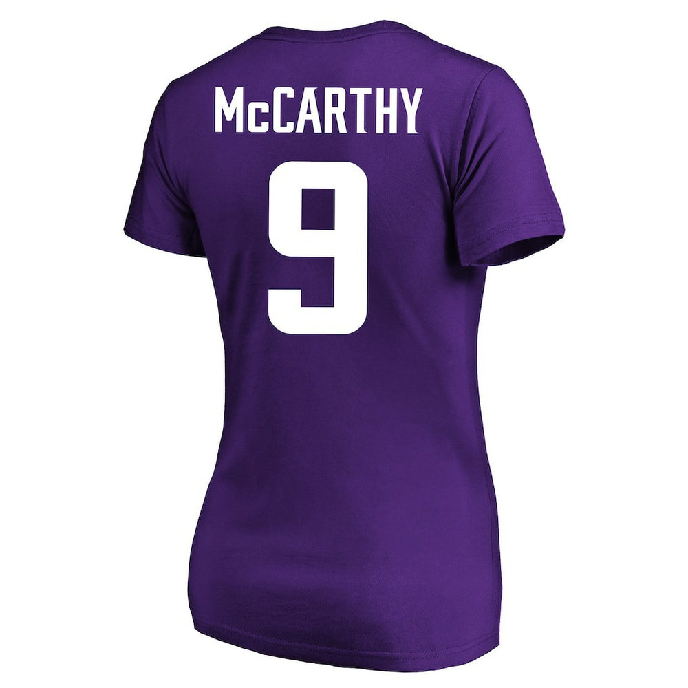 NFL Minnesota Vikings J.J. McCarthy  Women's Plus Size Fair Catch Name & Number Scoop Neck T-Shirt