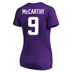 NFL Minnesota Vikings J.J. McCarthy  Women's Plus Size Fair Catch Name & Number Scoop Neck T-Shirt
