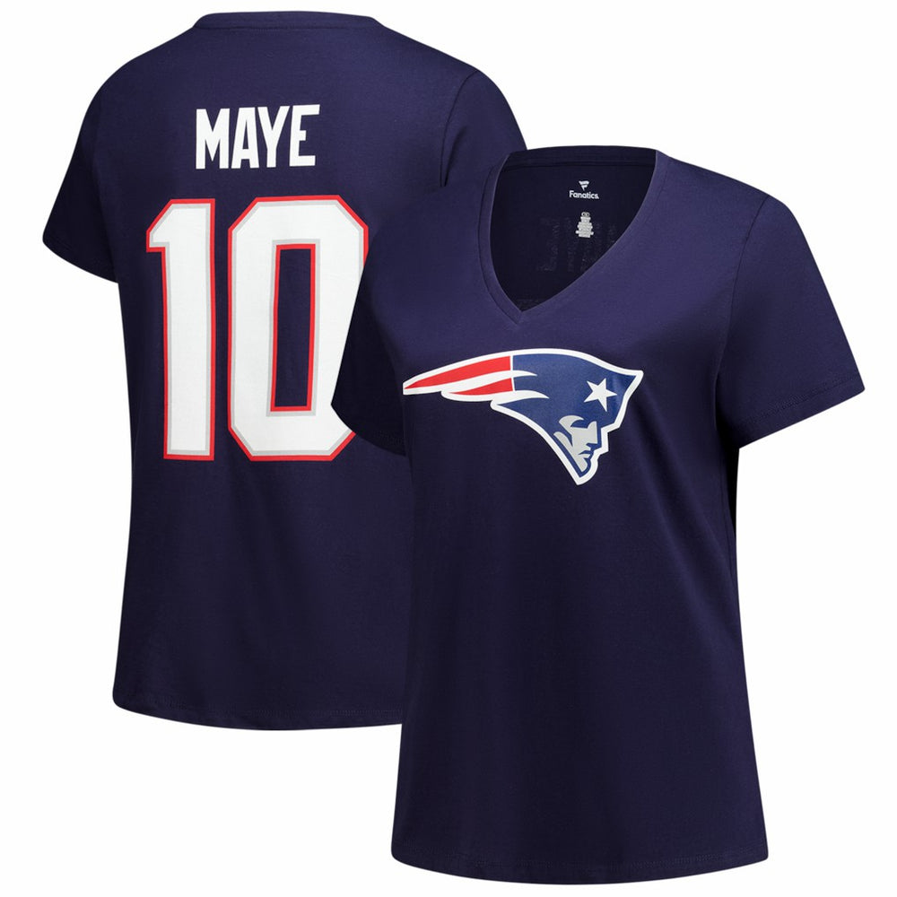 NFL New England Patriots Drake Maye  Women's Plus Size Name & Number V-Neck T-Shirt