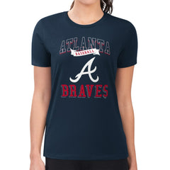 Atlanta Braves G-III 4Her by Carl Banks Women's Super-Slim Fit Lightweight Team Logo Graphic T-Shirt - Navy
