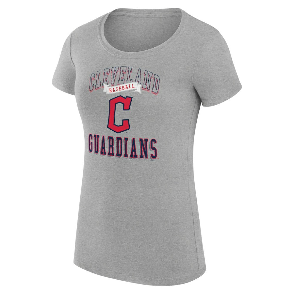 Cleveland Guardians G-III 4Her by Carl Banks Women's Super-Slim Fit Lightweight Team Logo Graphic T-Shirt - Heather Gray