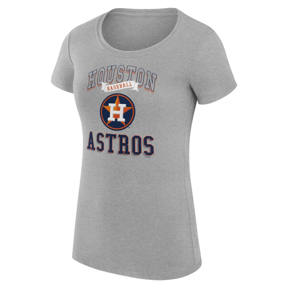 Houston Astros G-III 4Her by Carl Banks Women's Super-Slim Fit Lightweight Team Logo Graphic T-Shirt - Heather Gray