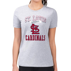 St. Louis Cardinals G-III 4Her by Carl Banks Women's Super-Slim Fit Lightweight Team Logo Graphic T-Shirt - Heather Gray