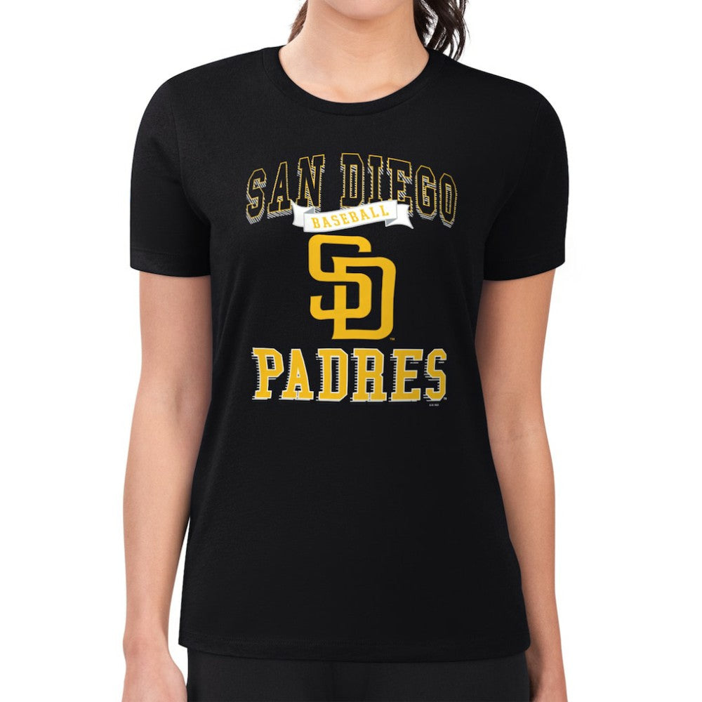 San Diego Padres G-III 4Her by Carl Banks Women's Super-Slim Fit Lightweight Team Logo Graphic T-Shirt - Black