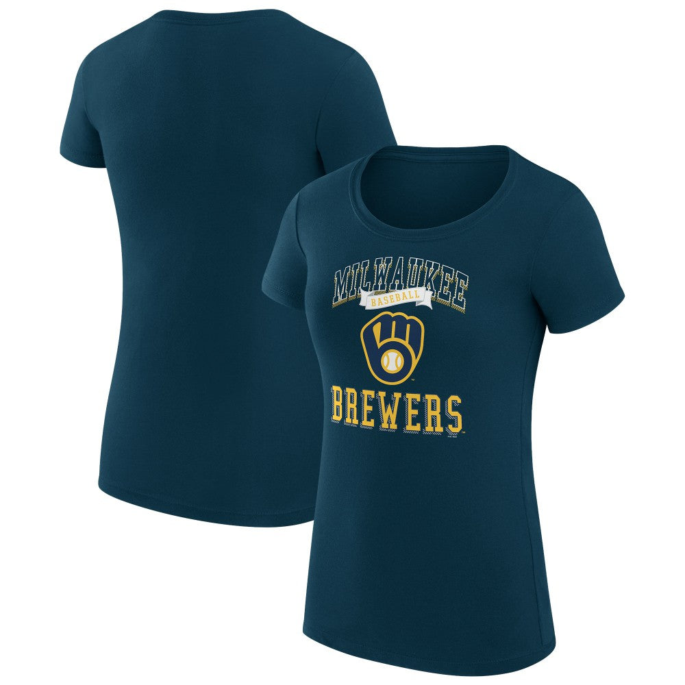 Milwaukee Brewers G-III 4Her by Carl Banks Women's Super-Slim Fit Lightweight Team Logo Graphic T-Shirt - Navy