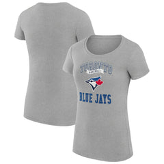 Toronto Blue Jays G-III 4Her by Carl Banks Women's Super-Slim Fit Lightweight Team Logo Graphic T-Shirt - Heather Gray