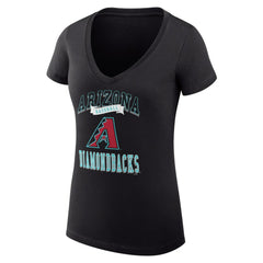 Arizona Diamondbacks G-III 4Her by Carl Banks Women's Super-Slim Fit Lightweight Team Logo Graphic V-Neck T-Shirt - Black