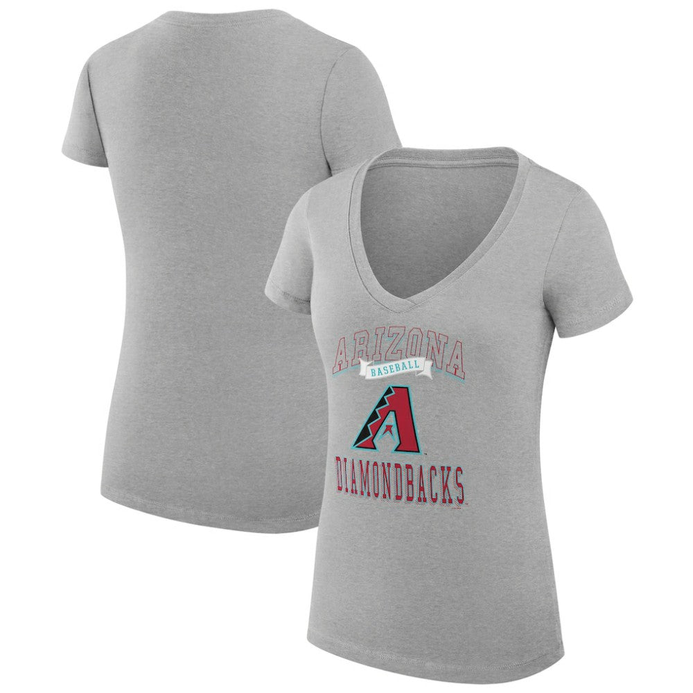 Arizona Diamondbacks G-III 4Her by Carl Banks Women's Super-Slim Fit Lightweight Team Logo Graphic V-Neck T-Shirt - Heather Gray