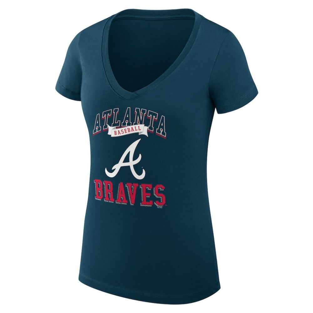 Atlanta Braves G-III 4Her by Carl Banks Women's Super-Slim Fit Lightweight Team Logo Graphic V-Neck T-Shirt - Navy