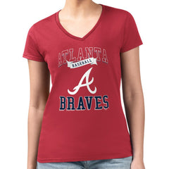 Atlanta Braves G-III 4Her by Carl Banks Women's Super-Slim Fit Lightweight Team Logo Graphic V-Neck T-Shirt - Red