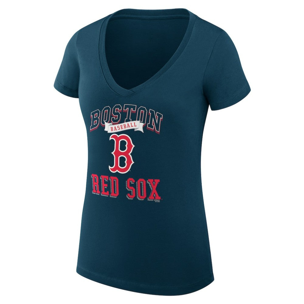 Boston Red Sox G-III 4Her by Carl Banks Women's Super-Slim Fit Lightweight Team Logo Graphic V-Neck T-Shirt - Navy