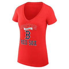 Boston Red Sox G-III 4Her by Carl Banks Women's Super-Slim Fit Lightweight Team Logo Graphic V-Neck T-Shirt - Red