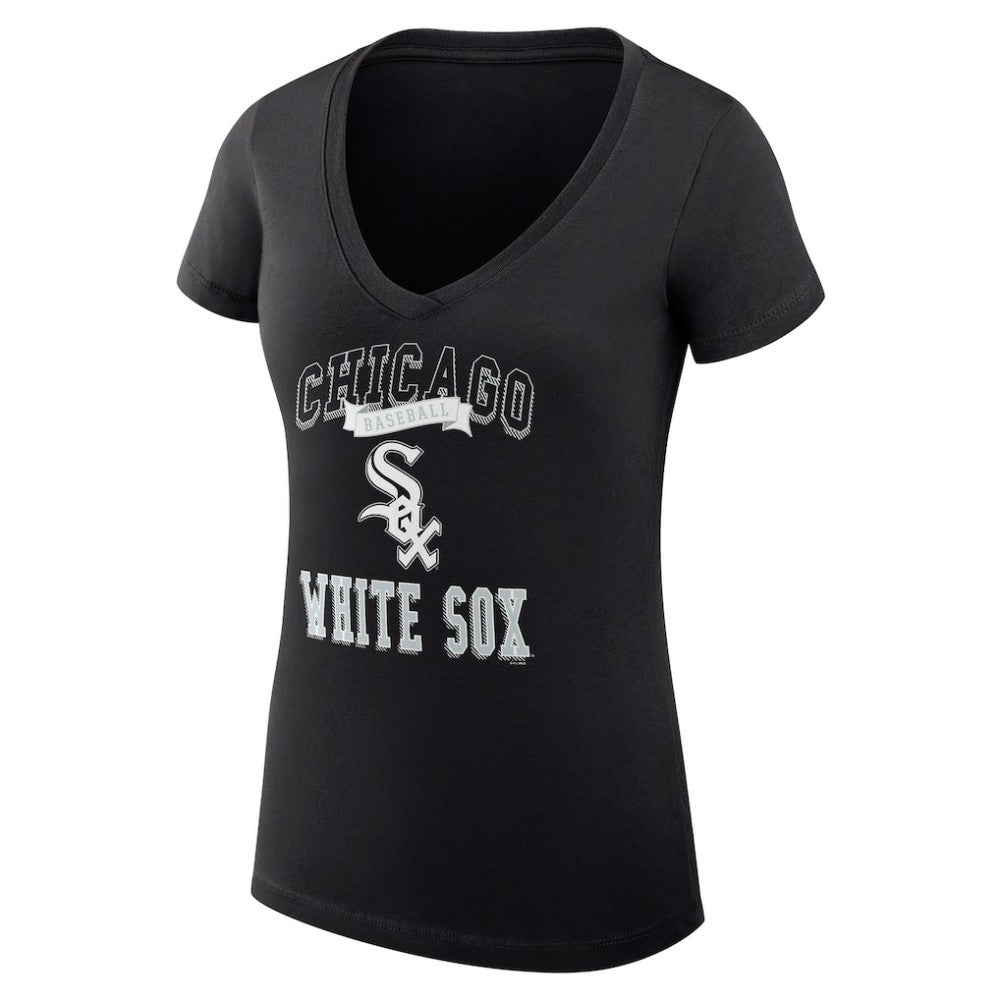 Chicago White Sox G-III 4Her by Carl Banks Women's Super-Slim Fit Lightweight Team Logo Graphic V-Neck T-Shirt - Black