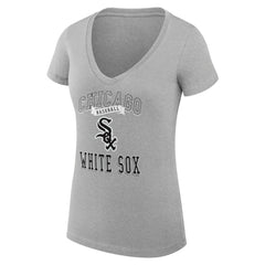 Chicago White Sox G-III 4Her by Carl Banks Women's Super-Slim Fit Lightweight Team Logo Graphic V-Neck T-Shirt - Heather Gray