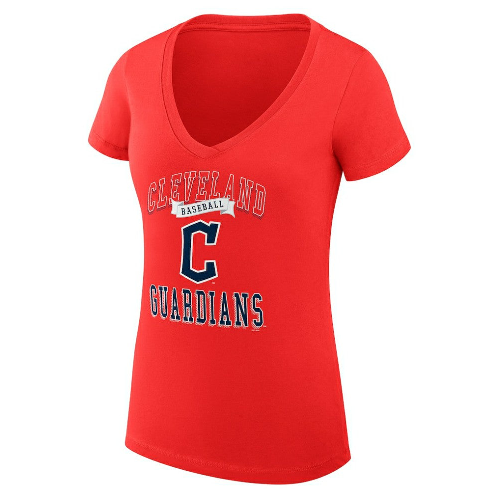 Cleveland Guardians G-III 4Her by Carl Banks Women's Super-Slim Fit Lightweight Team Logo Graphic V-Neck T-Shirt - Red