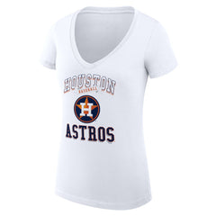 Houston Astros G-III 4Her by Carl Banks Women's Super-Slim Fit Lightweight Team Logo Graphic V-Neck T-Shirt - White