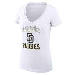 San Diego Padres G-III 4Her by Carl Banks Women's Super-Slim Fit Lightweight Team Logo Graphic V-Neck T-Shirt - White