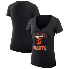 San Francisco Giants G-III 4Her by Carl Banks Women's Super-Slim Fit Lightweight Team Logo Graphic V-Neck T-Shirt - Black