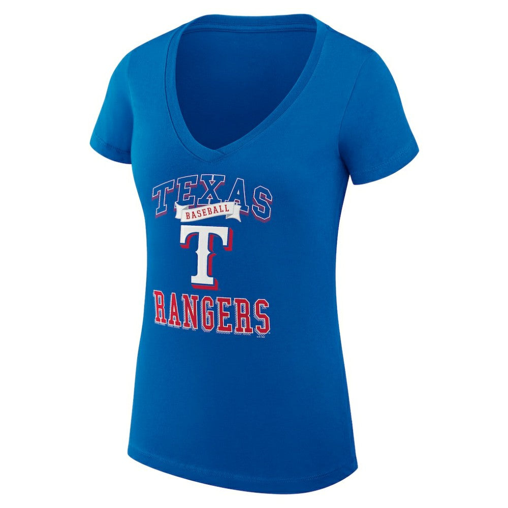 Texas Rangers G-III 4Her by Carl Banks Women's Super-Slim Fit Lightweight Team Logo Graphic V-Neck T-Shirt - Royal