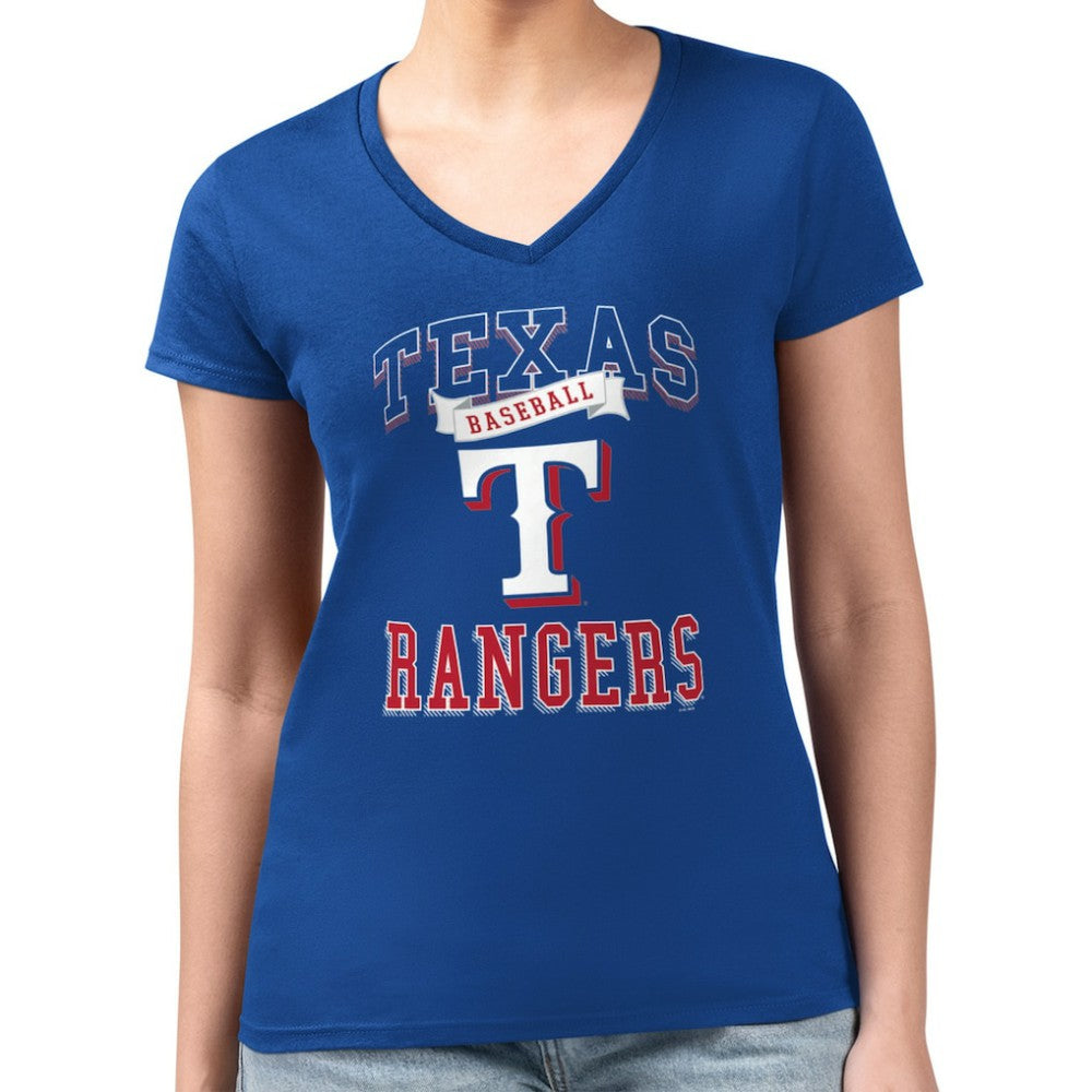 Texas Rangers G-III 4Her by Carl Banks Women's Super-Slim Fit Lightweight Team Logo Graphic V-Neck T-Shirt - Royal