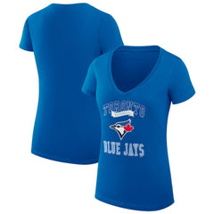 Toronto Blue Jays G-III 4Her by Carl Banks Women's Super-Slim Fit Lightweight Team Logo Graphic V-Neck T-Shirt - Royal