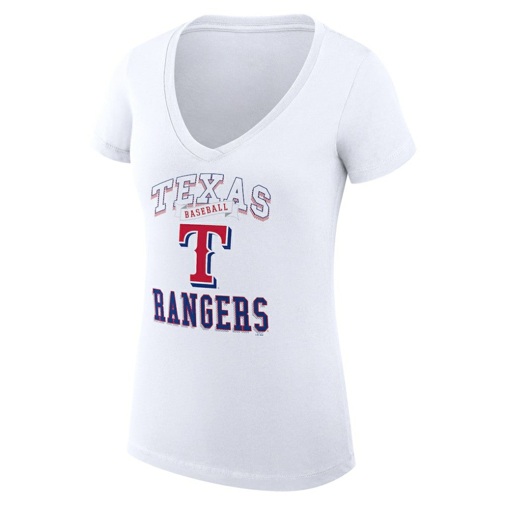 Texas Rangers G-III 4Her by Carl Banks Women's Super-Slim Fit Lightweight Team Logo Graphic V-Neck T-Shirt - White