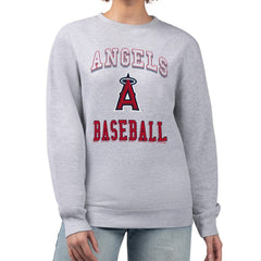 Los Angeles Angels G-III 4Her by Carl Banks Women's Team Logo Graphic Tri-Blend Fleece Pullover Sweatshirt - Heather Gray