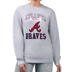 Atlanta Braves G-III 4Her by Carl Banks Women's Team Logo Graphic Tri-Blend Fleece Pullover Sweatshirt - Heather Gray