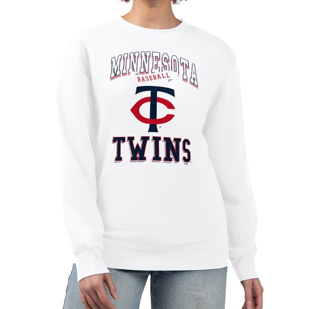 Minnesota Twins G-III 4Her by Carl Banks Women's Team Logo Graphic Tri-Blend Fleece Pullover Sweatshirt - White