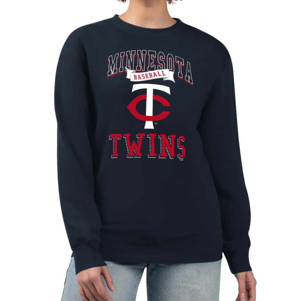 Minnesota Twins G-III 4Her by Carl Banks Women's Team Logo Graphic Tri-Blend Fleece Pullover Sweatshirt - Navy