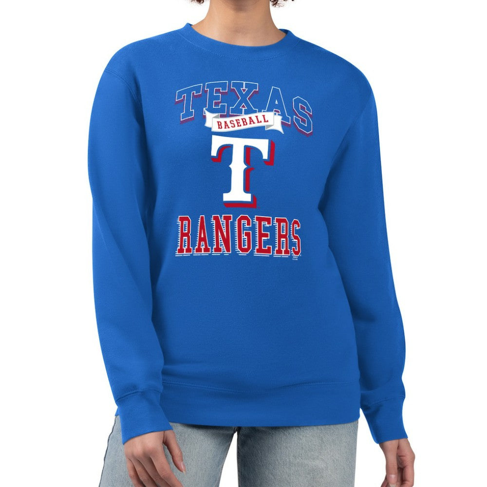 Texas Rangers G-III 4Her by Carl Banks Women's Team Logo Graphic Tri-Blend Fleece Pullover Sweatshirt - Royal