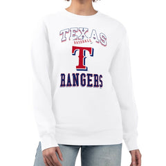 Texas Rangers G-III 4Her by Carl Banks Women's Team Logo Graphic Tri-Blend Fleece Pullover Sweatshirt - White
