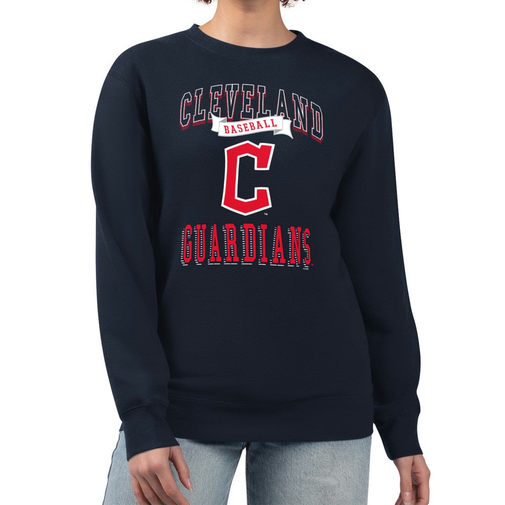 Cleveland Guardians G-III 4Her by Carl Banks Women's Team Logo Graphic Tri-Blend Fleece Pullover Sweatshirt - Navy