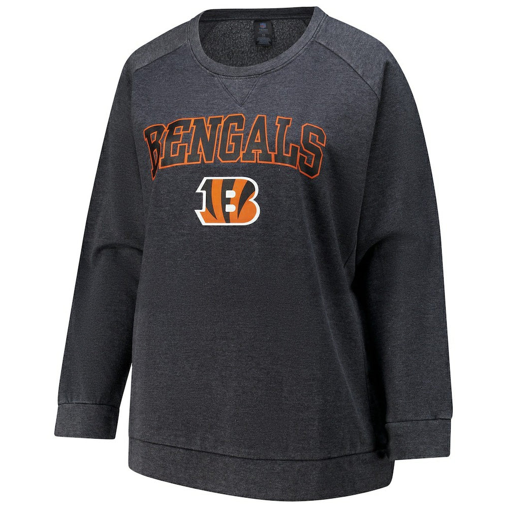NFL Cincinnati Bengals Profile Women's Plus Size Acid Wash Raglan Sweatshirt