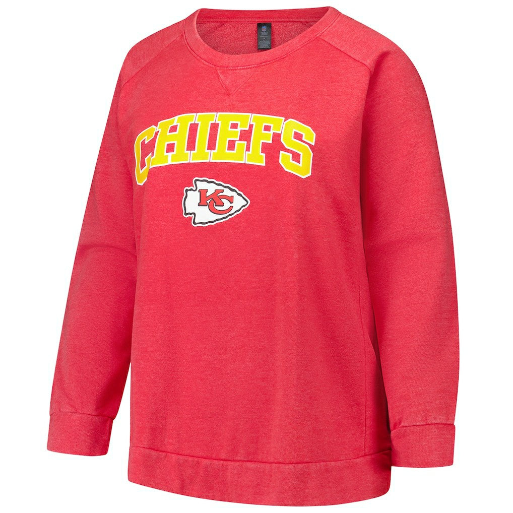 NFL Kansas City Chiefs Profile Women's Plus Size Acid Wash Raglan Sweatshirt