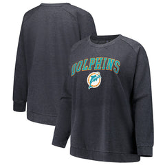 NFL Miami Dolphins Profile Women's Plus Size Acid Wash Raglan Sweatshirt