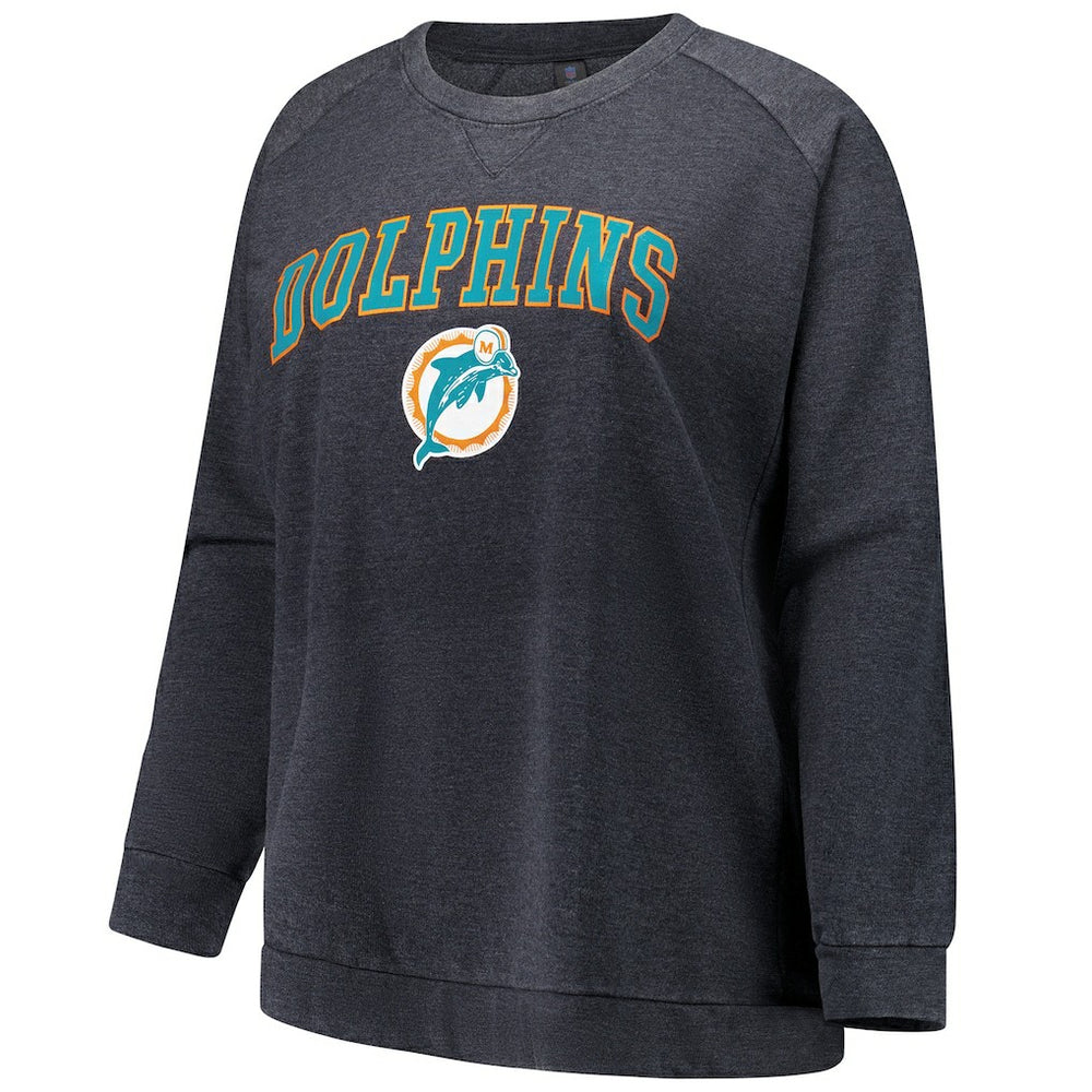 NFL Miami Dolphins Profile Women's Plus Size Acid Wash Raglan Sweatshirt
