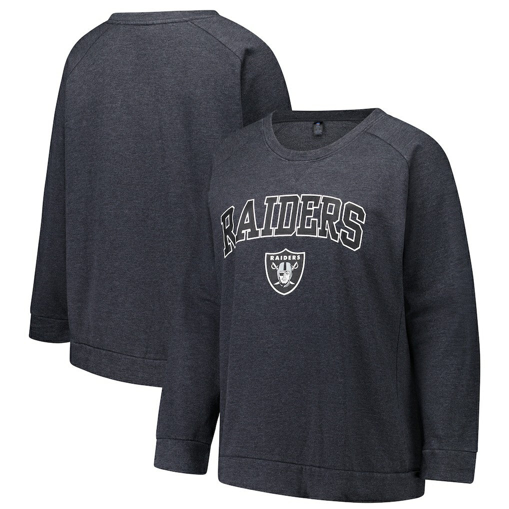 NFL Las Vegas Raiders Profile Women's Plus Size Acid Wash Raglan Sweatshirt