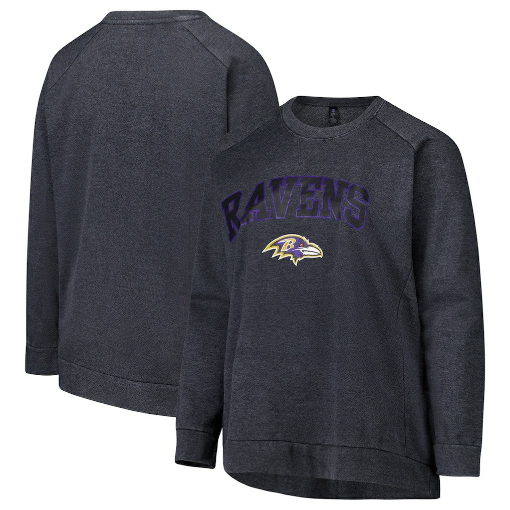 NFL Baltimore Ravens Profile Women's Plus Size Acid Wash Raglan Sweatshirt
