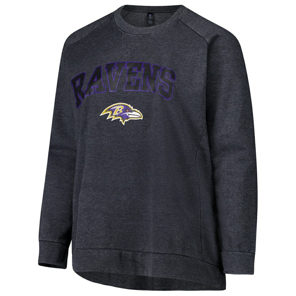 NFL Baltimore Ravens Profile Women's Plus Size Acid Wash Raglan Sweatshirt