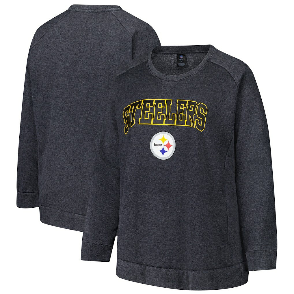 NFL Pittsburgh Steelers Profile Women's Plus Size Acid Wash Raglan Sweatshirt