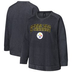 NFL Pittsburgh Steelers Profile Women's Plus Size Acid Wash Raglan Sweatshirt