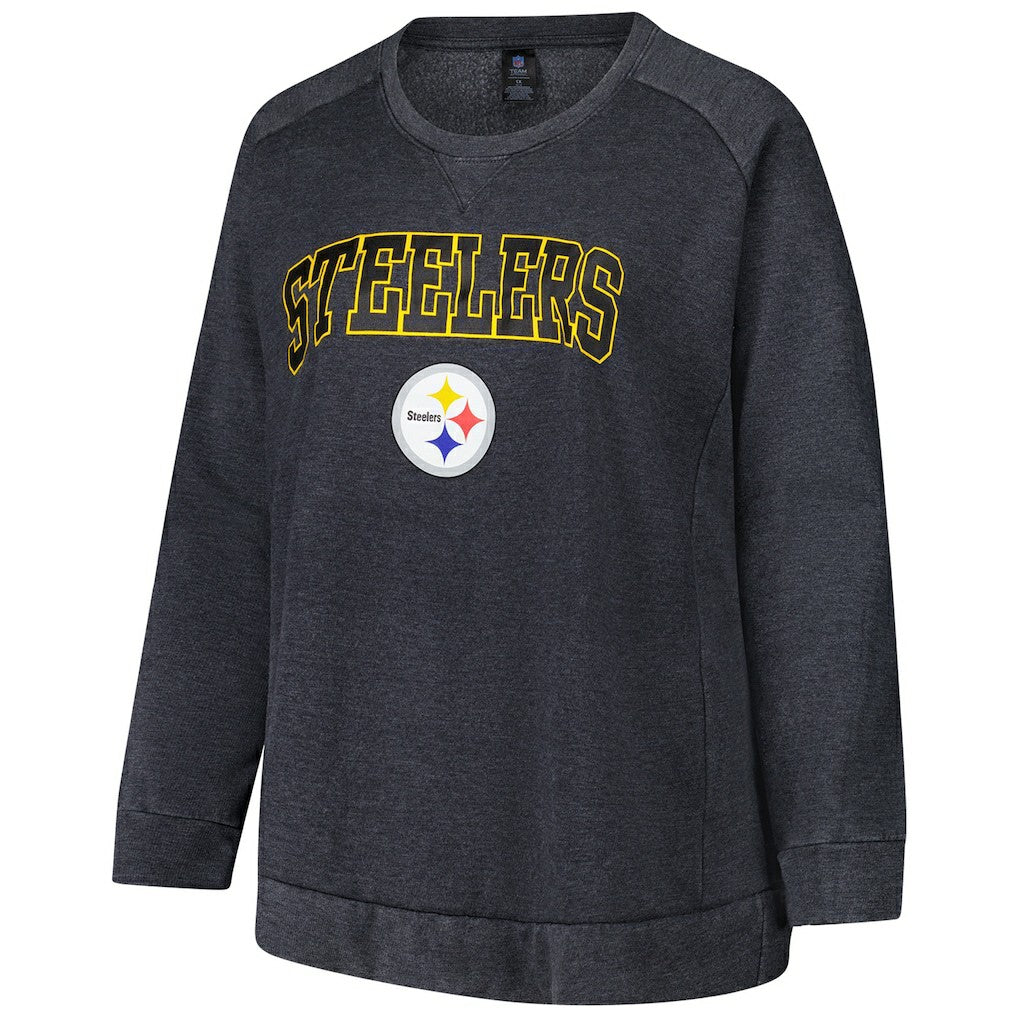 NFL Pittsburgh Steelers Profile Women's Plus Size Acid Wash Raglan Sweatshirt