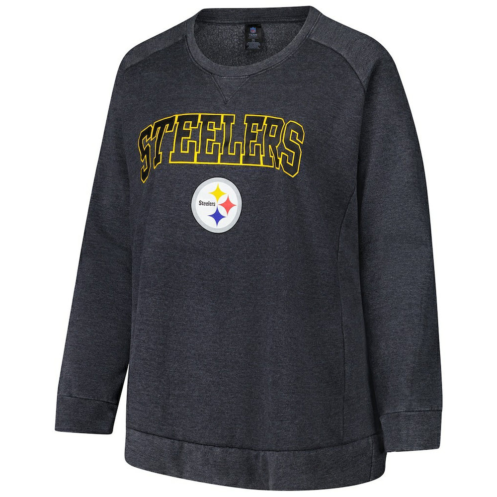 NFL Pittsburgh Steelers Profile Women's Plus Size Acid Wash Raglan Sweatshirt
