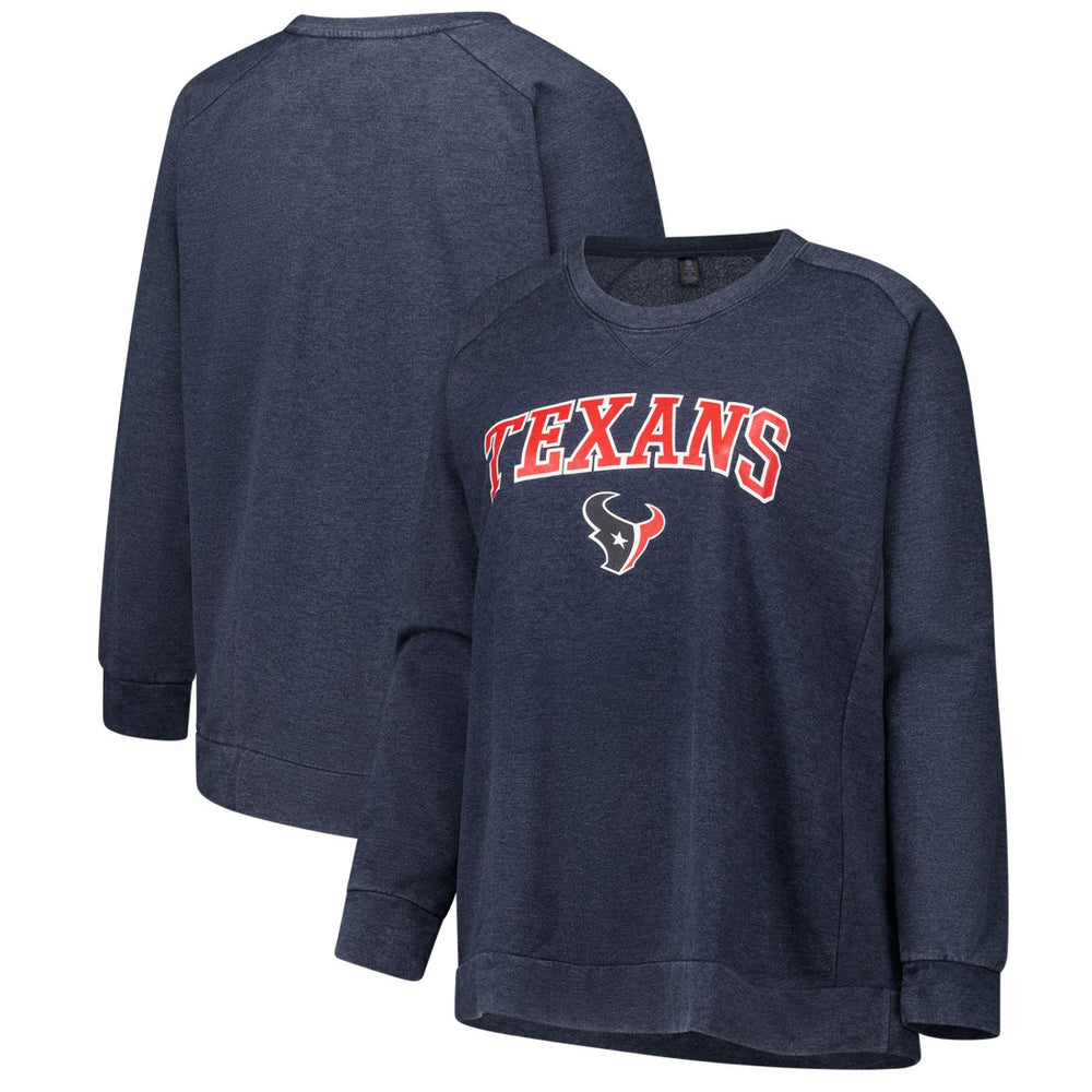 NFL Houston Texans Profile Women's Plus Size Acid Wash Raglan Sweatshirt